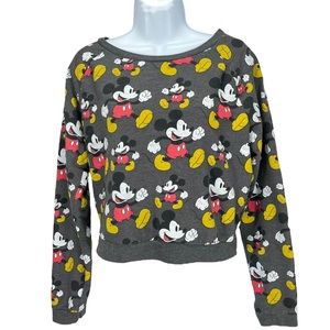 Disney | All Over Print Mickey Mouse Crop Sweatshirt |‎ Women’s Large